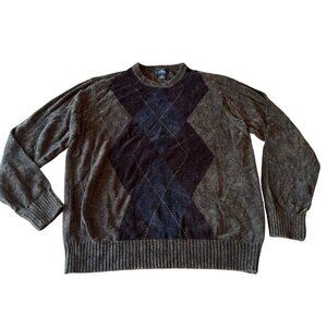 Dockers Mens Argyle Pullover Sweater L/G Brown & Navy Acrylic Blend